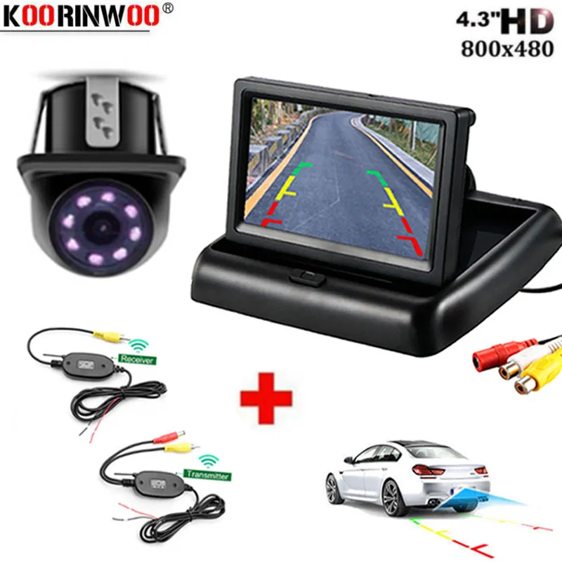 Koorinwoo CCD Wireless Car Styling Foldable Monitor 4 3 TFT LCD Color Screen Rearview Reverse camera