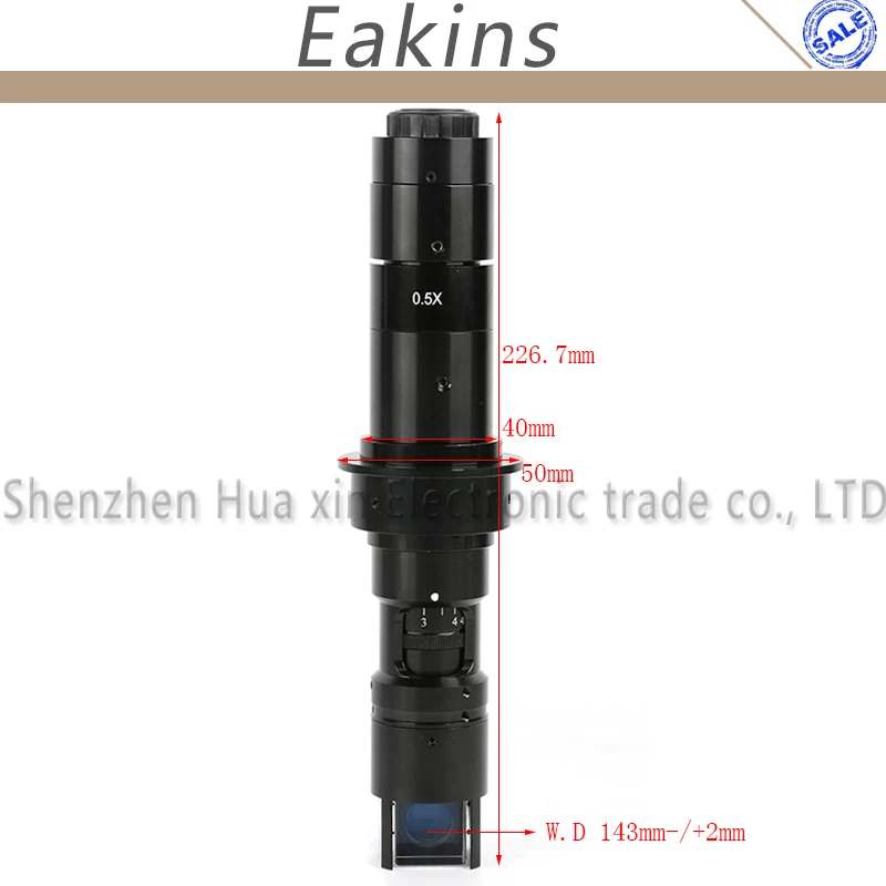 

30X - 135X 90 Degree Right Angle Adjustable Magnification Zoom C-mount Lens 50mm For Video Microscope Camera Eyepiece Magnifier