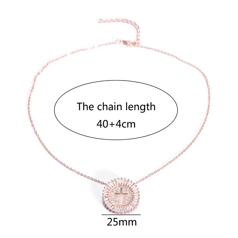 Pipitree фианит Шарм Крест Кулон Цепочки и ожерелья Медь золото Цвет цепи Цепочки и ожерелья s Для женщин Для мужчин ювелирные изделия 25 мм Большой размеры