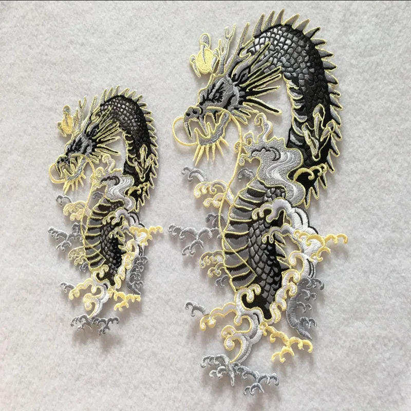 2pcslot large dragon embroidery patch applique fabric iron stick on