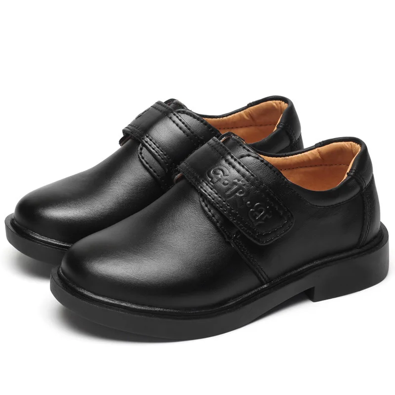

2018 Spring Autumn Children's School Uniform Brands Black Shoes for Big Boy's Hook & Loop Kids Wedding Shoes Children's Shoes