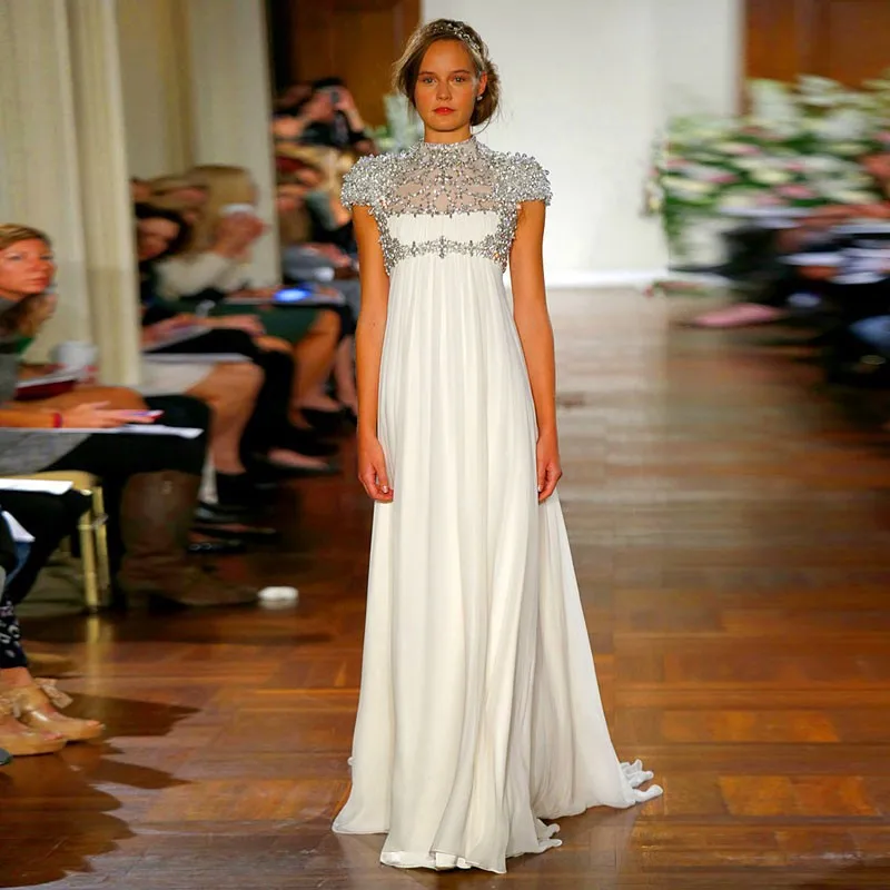 Amazing Crystal Chiffon Empire Waist Maternity Wedding Dresses For Amazing Crystal Chiffon Empire Waist Maternity Wedding Dresses For Pregnant High Collar Short Sleeve Bridal Gowns Vestido Noiva In From