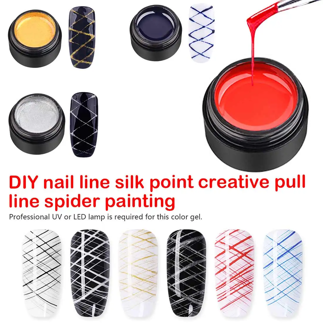 

1Bottle 5ml DIY Artistic Nails Silk Thread Creative Stitch Line Pull Thread Spider Painting Gel For Nails Casual Manicure Tool