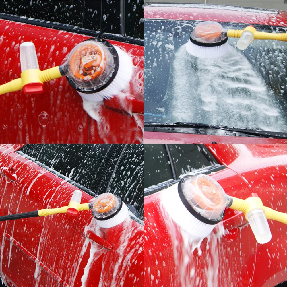 Car Wash Brush With Long Handle Switch Water Flow Foam Bottle Car Cleaning Brushin Sponges