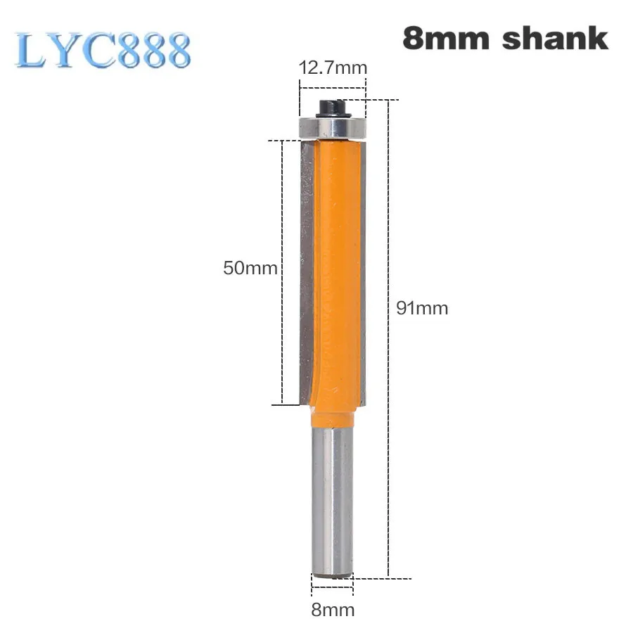 

Top Quality 8mm Shank 92mm Flush Trim Wood Router Bit With Bearing Template Pattern Bit Milling Cutter Dremel Woodworking Tools