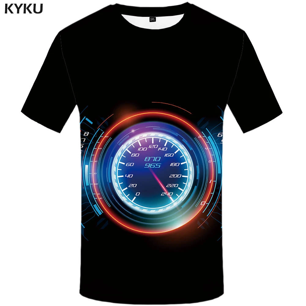 Мужская футболка с принтом KYKU черная 3D автомобиля и мотоцикла лето 2017|tees brands|tee