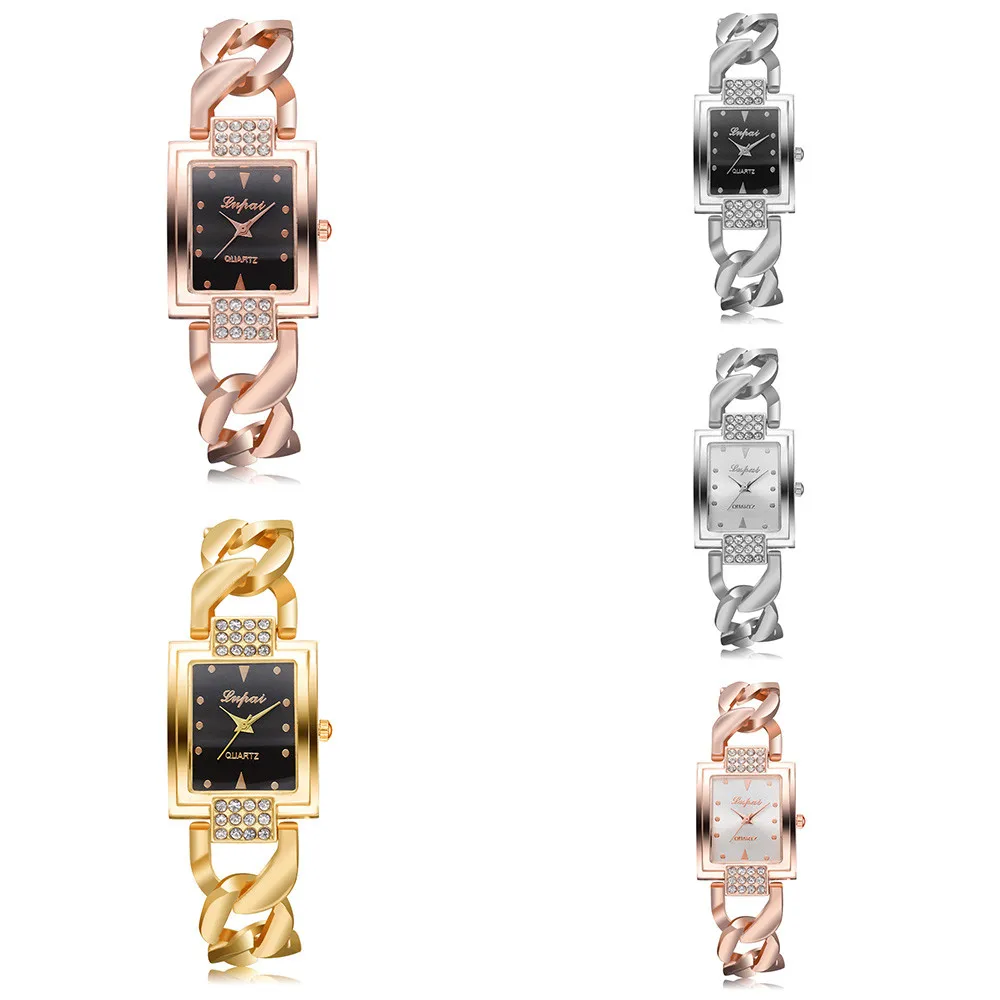 

Luxe Femmes Montres Femmes Bracelet Montre Watch New Fashion Ladies Casual Square Case Alloy Band Watches For Womens