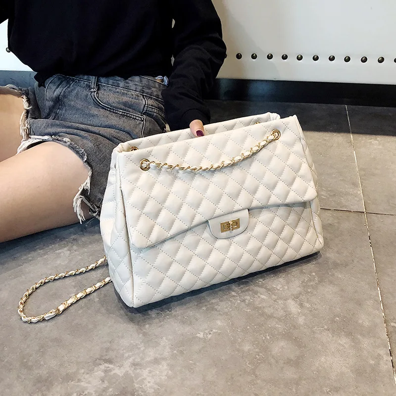 

Large-capacity solid color rhombic chain bag female New ladies single shoulder bag casual bag chic