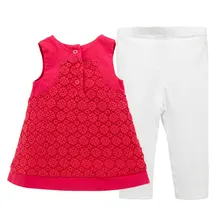 Комплект одежды для малышей, красное шифоновое платье с цветочным рисунком и штаны, летняя верхняя одежда для маленьких девочек, мягкий подарок на день рождения