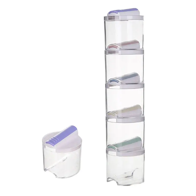 

Transparent 5PCS Condiment Containers Set Detachable Round Seasoning Salt Spice Canister Compartment Jar Kitchen Tools Gadgets