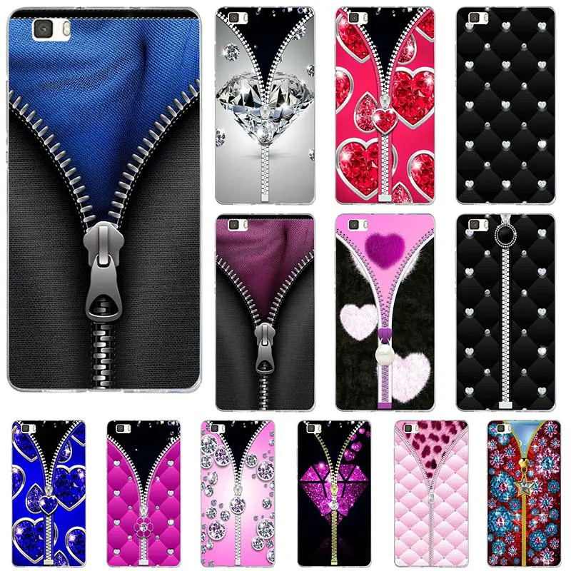 Soft TPU Mobile Phone Cases for Huawei P8 P9 P10 P20 Lite Mate 10 Pro Y5 Y6 II Y7 Honor 6X 7X 9 Diamond Zipper Lock Screen |