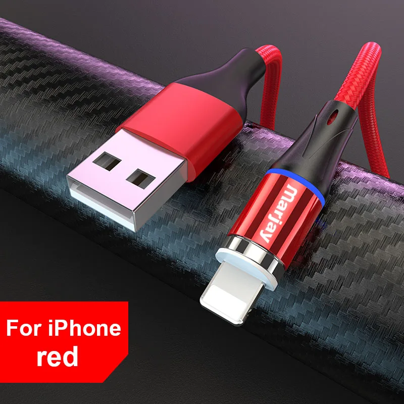 Магнитный Micro USB кабель Marjay для iphone, samsung, Xiaomi, usb type C, 3A, быстрая зарядка, магнитное зарядное устройство, адаптер, кабели для мобильных телефонов - Цвет: Red For iphone