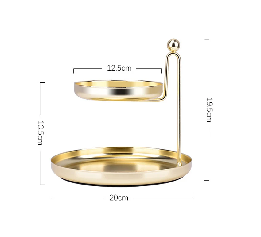 Скандинавский стиль Железный розовое золото двухэтажный шкатулка для украшений стеллаж для хранения домашней организации инструмент для
