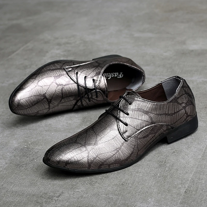 fashion snake skin men leather dress shoes cool designer evening party male footwear italian wedding brogue oxford shoes for men (58)