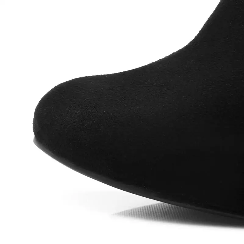 ASUMER/ г. Новое поступление, зимние сапоги ботфорты на Высоком толстом каблуке с круглым носком женская обувь на молнии черного и синего цвета размера плюс