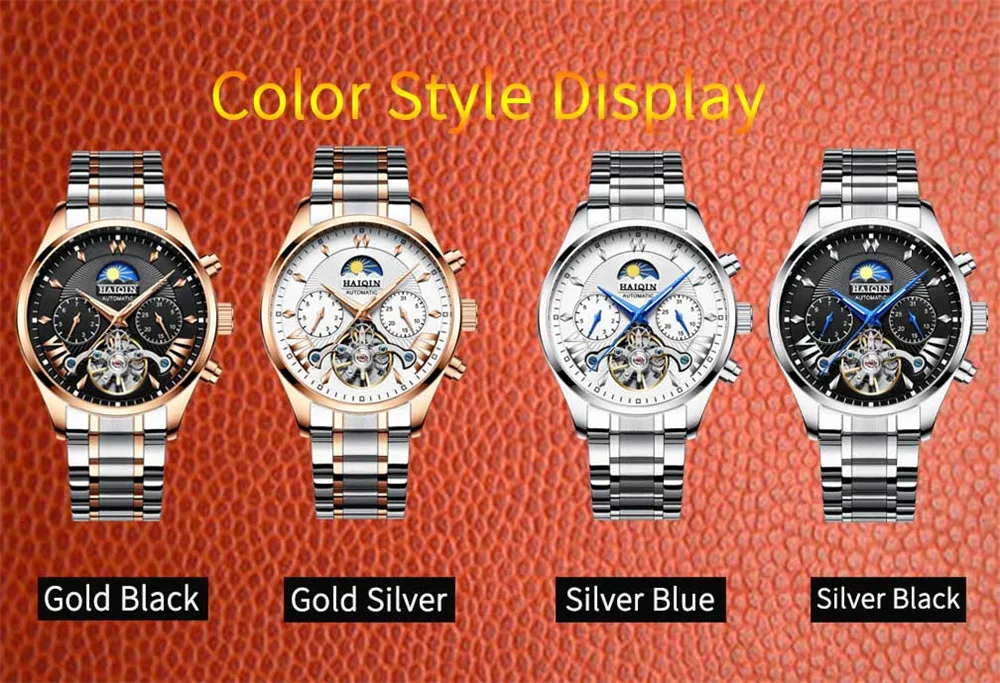 Автоматические механические часы для мужчин s часы лучший бренд класса люкс HAIQIN часы для мужчин бизнес турбийон спортивные наручные часы Relogio Masculino