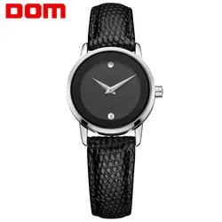 Для женщин часы DOM кожа кварцевые Наручные повседневные часы дизайн роскошные Лидирующий бренд businesswatch водостойкий Feminino Reloj GS-1075-1M