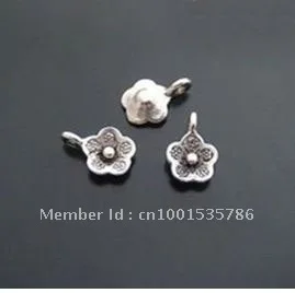 

Jewelry Alloy Charms 9MM Metal FLOWER charm in Silver plated color 50pcs / lot wholesale free shipping