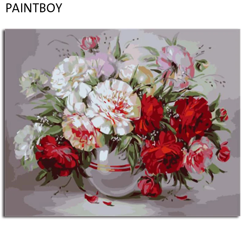 

PAINTBOY Framed Pictures DIY Painting By Numbers Flower Handwork Oil Painting On Canvas Home Decor For Living Room Wall