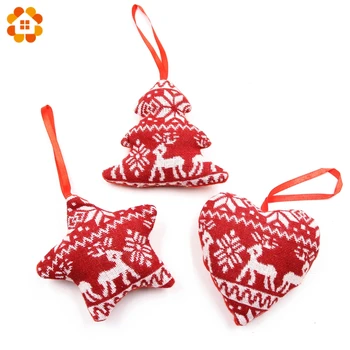 

1PC DIY Red Heart&Star&Tree Ornaments Christmas Pendant Ornaments For Xmas Tree Decorations Kids Gift Christmas Party Supplies