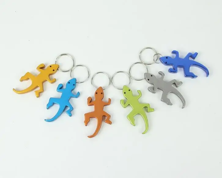 

500pcs Gecko keychain bottle opener Beer Can Opener mixed color FREE LASER LOGO engraved Animal shape bottle opener key chain