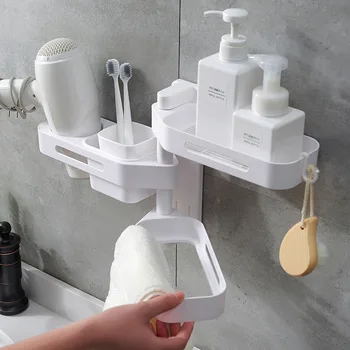 

Bathroom Storage Rack Multi-Function Rotary Storage Rack Hair Dryer Rack Kitchen Storage Shelf Free Punching Rack