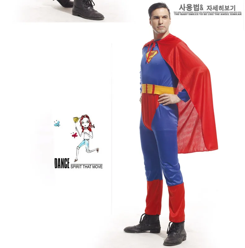 Взрослых Костюм \"Супермена\" Супермен Колготки Супермен вечерние поставляет Хэллоуин маскарадные костюмы для мужчин производительность комбинезон для мужчин