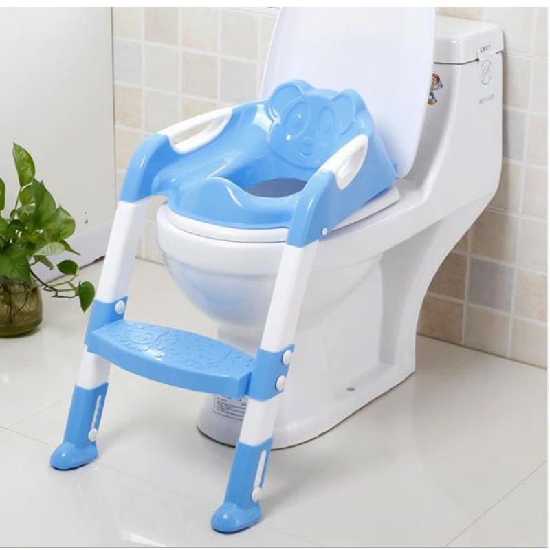 Folding Baby Toilet Training Seat with Adjustable Ladder Children Potty