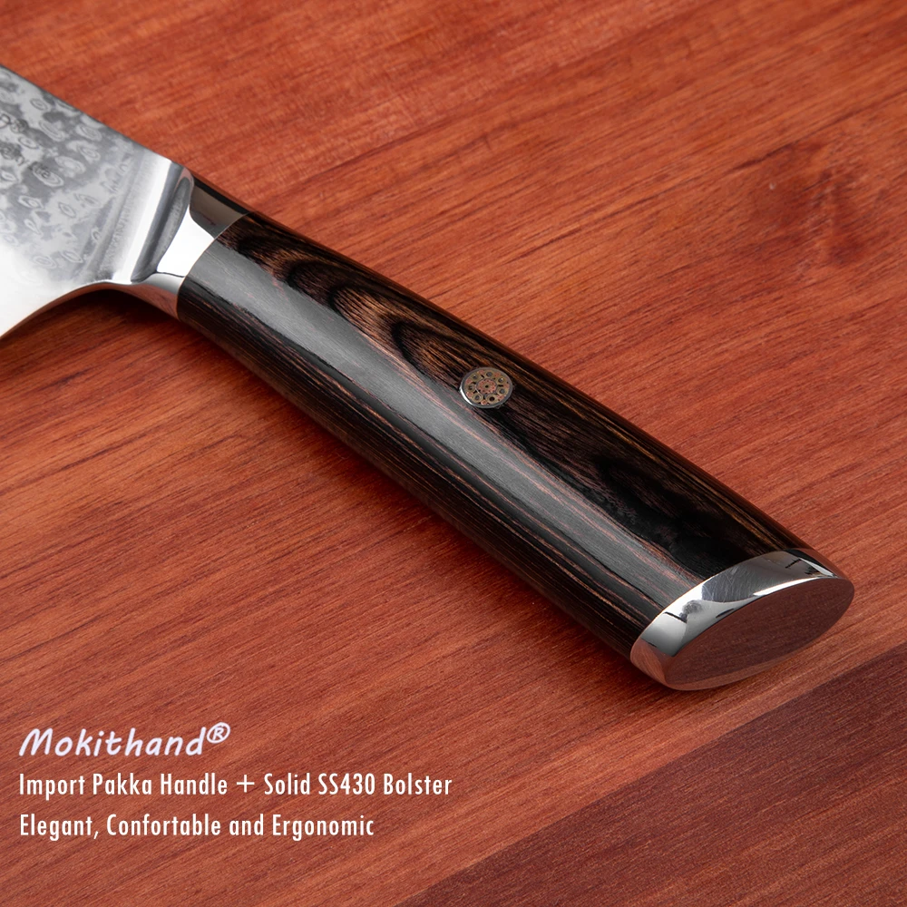 Mokithand 8 дюймов дамасский нож для шеф-повара ножи острыми VG10 японский кухонный нож Профессиональный 67 Слои японский нож
