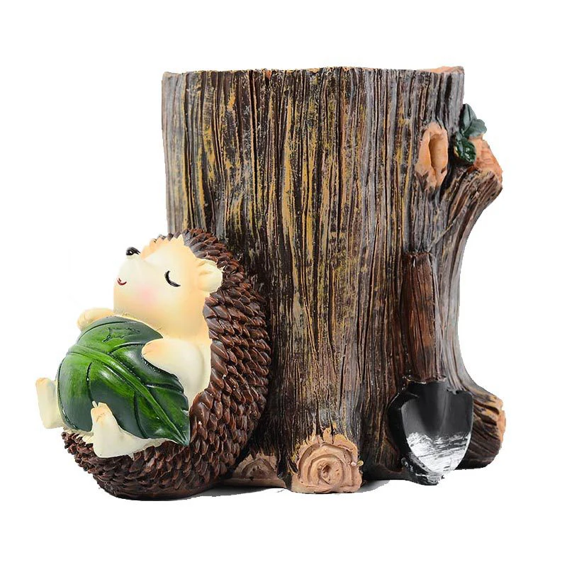 

New Exotic Creative Gift Resin Hedgehog Figurine Pen Holder Office Desktop Crafts Hedgehog Miniature Pen Holder Home Decor Gifts
