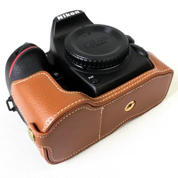 

Black/Coffee/Brown Genuine Leather Half Camera Bottom Case For Nikon D7500 With Battery Opening