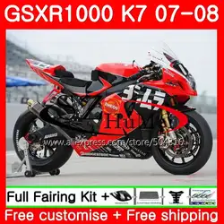 Комбинезоны для SUZUKI GSXR-1000 K7 GSX R1000 07 08 кузова 38SH5 GSXR1000 07 08 GSX-R1000 красный черный GSXR 1000 2007 2008 Обтекатели