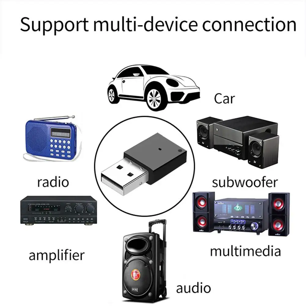 High Quality Car Bluetooth 5.0 Receiver Music Audio Receiver Transmitter Wireless Adapter Phone Handsfree Call Speaker