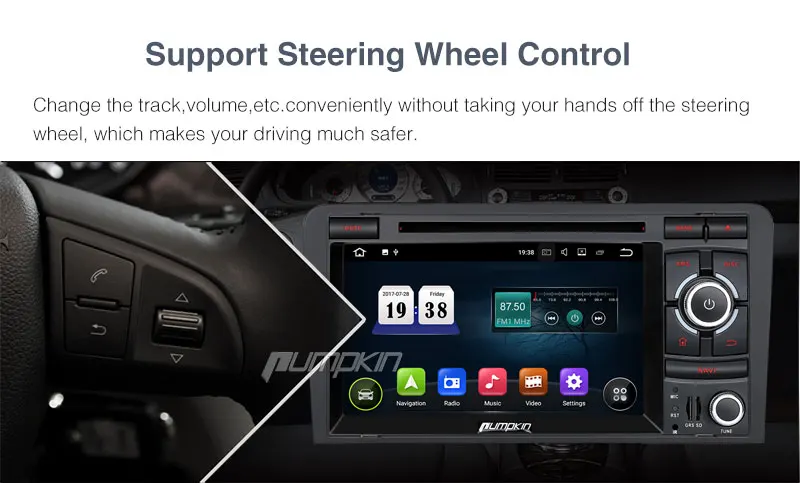 Excellent Pumpkin 2 Din7" Android 7.1 Car Multimedia DVD Player For Audi A3 2003-2011 GPS Navigation Car Stereo Wifi FM Rds Radio Headunit 18