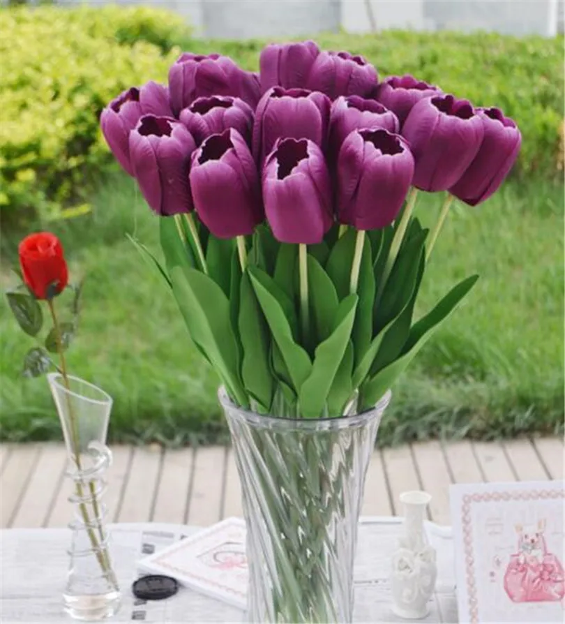 32 P Simulasi Buatan Kepala Tunggal Per Potong Bunga Tulip Buket