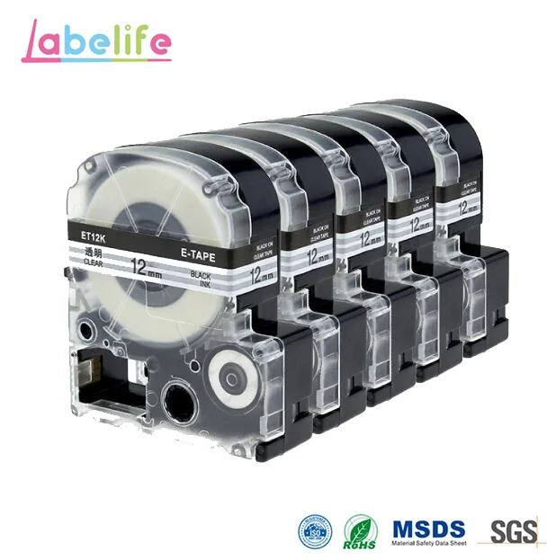 Labelife 5 шт. ST12K черный на прозрачном s подходит для Epson LabelWorks LC-4WBN9 для LW-300 LW-400 LW-500 LW-600P LW-700 принтер для печати этикеток
