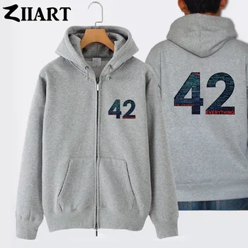 

42 answer to life the universe and everything couple clothes boy man male cotton full zip hooded Coats Jackets
