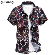 2017 summer new style shirt men’s casual fashion printed striped short sleeved shirts men 100% cotton shirts Free shipping