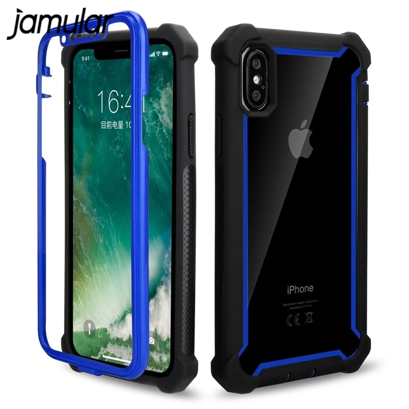 JAMULAR Shockproof Heavy Duty Armor Phone Case For iPhone XS MAX X XR 6 6s 7 8 Plus 2in1 Clear Back Cover Fundas | Мобильные