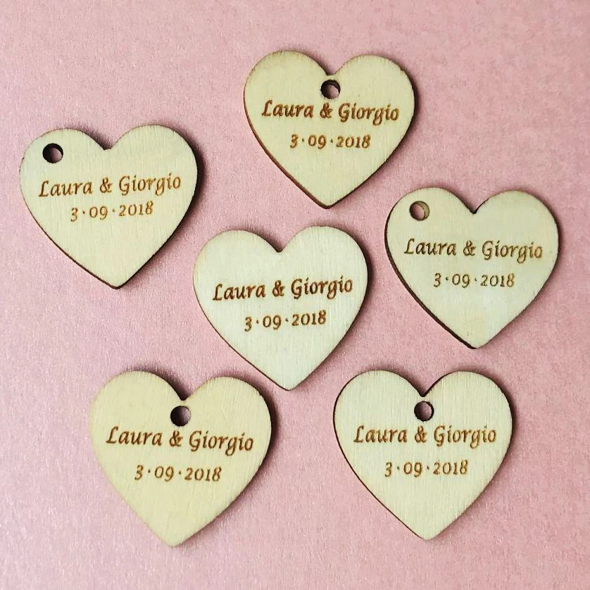 

100X Personalized wedding favor tags rustic Bridal Shower Favor Tag thank you wedding tags custom save the date Wooden Tag 50mm