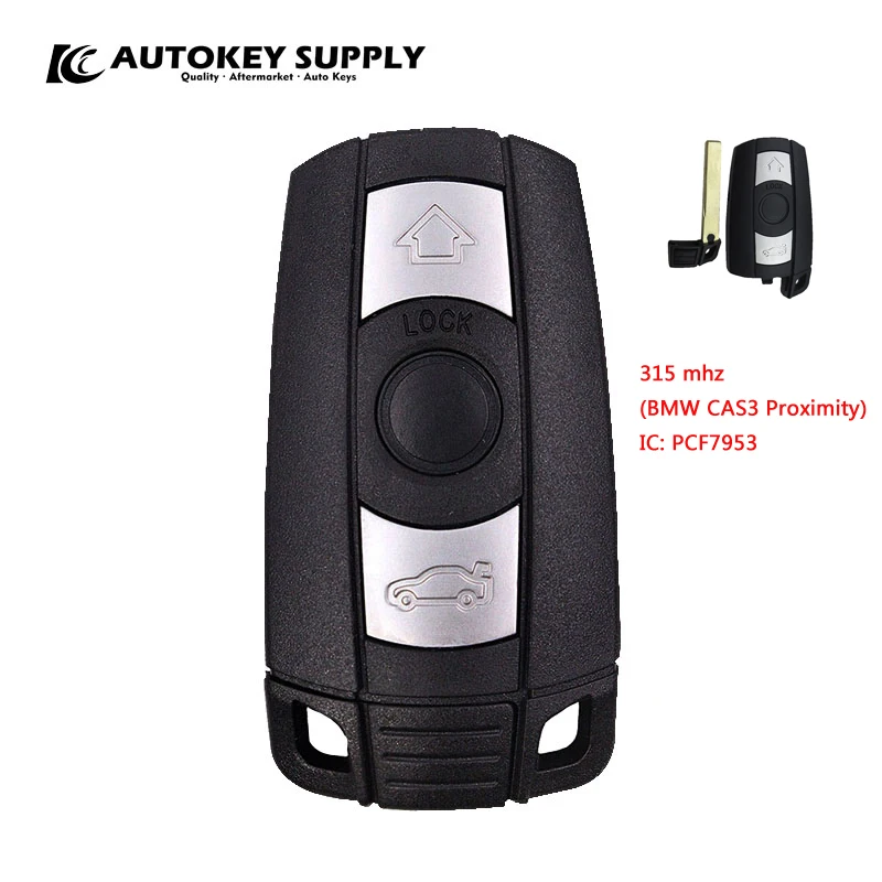 

AUTOKEY SUPPLY .car styling for BMW CAS3 3 buttons smart card 315 mhz (BMW CAS3 Proximity) IC: PCF7953 car key AKBMC306