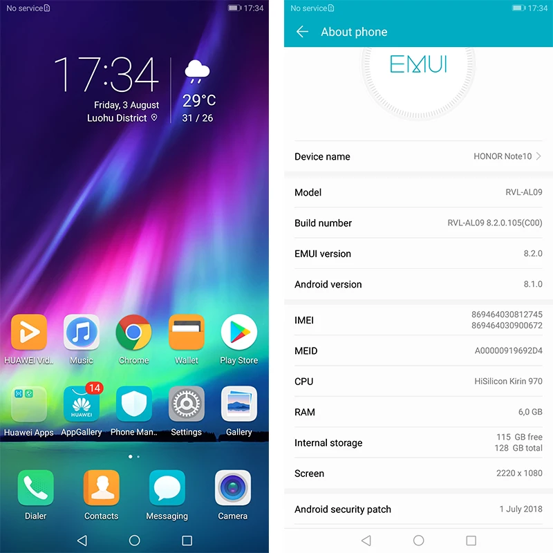 Honor Note 10 mobile phone Kirin 970 Octa core Mobile Phone Dual SIM 6.95 inch Android 8.1 Fingerprint ID NFC