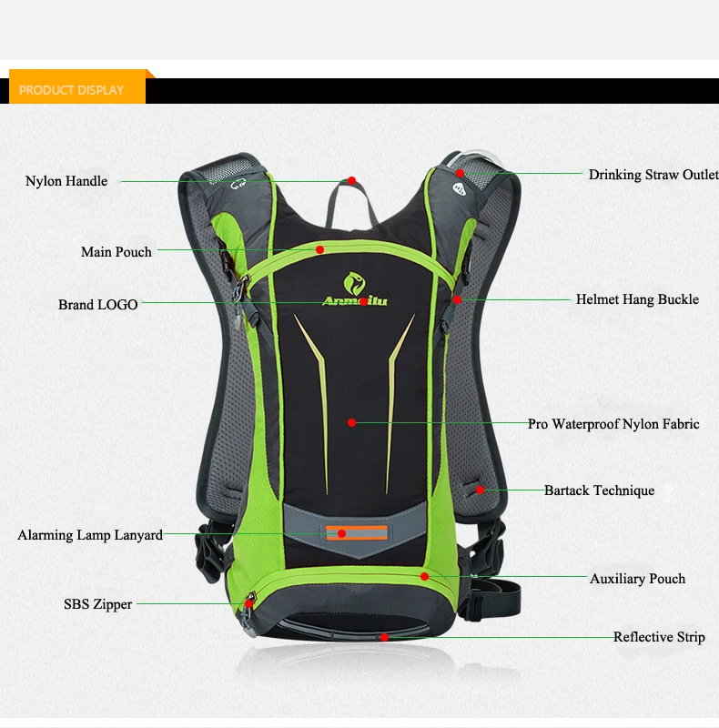 Clearance Anmeilu Ultralight Mountain Road Bike Bag 8L Reflective Bicycle Backpack Rucksack Waterproof Sport Travel Cycling Shoulders Bag 19