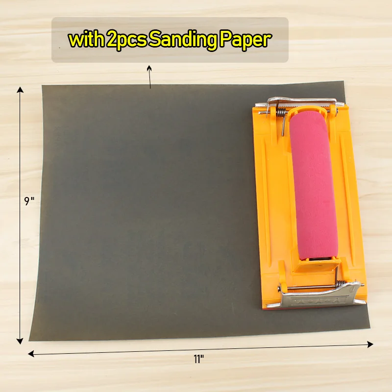 Sandpaper Holder with 2-sheet Sandpaper 9 x 11-Inch, Hand Sander for Wood and Drywall