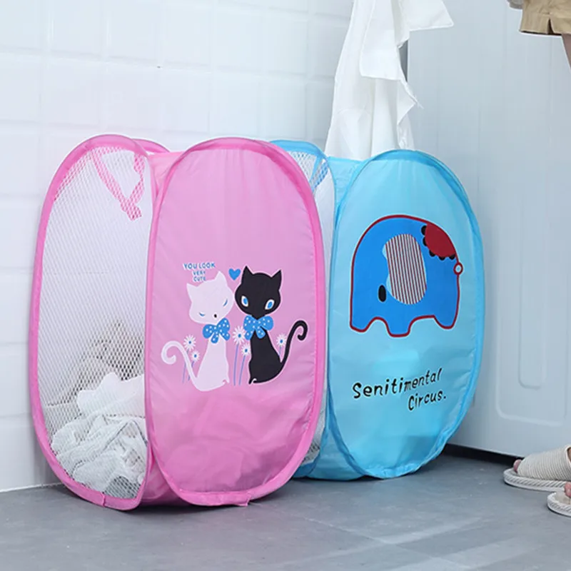 

7 Color Folding Laundry Basket Cartoon Storage Barrel Standing Toys Clothing Storage Bucket Laundry Organizer Holder Pouch