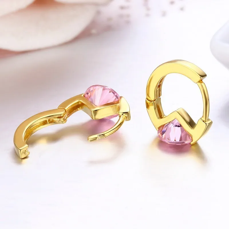 Милые 925 пробы серебряные W/золотого цвета круглые фианиты маленькие петли Huggie серьги-кольца для женщин ювелирные изделия для маленьких девочек Aros Argola