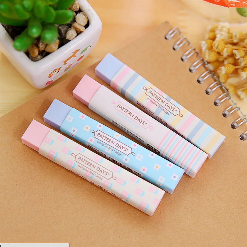 1PC Stripe Colourful Rubber Erasers Office Stationery Gift For Student