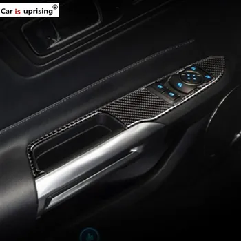 

For Ford Mustang Carbon Fiber Car Interior Window Control Switch panel Decor Frame Cover 2015 2016 2017 Car Styling Sticker