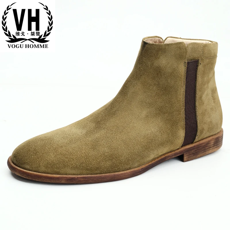 

Genuine Leather Chelsea boots men all-match cowhide British retro Martin boots autumn winter British retro mens boots army boots