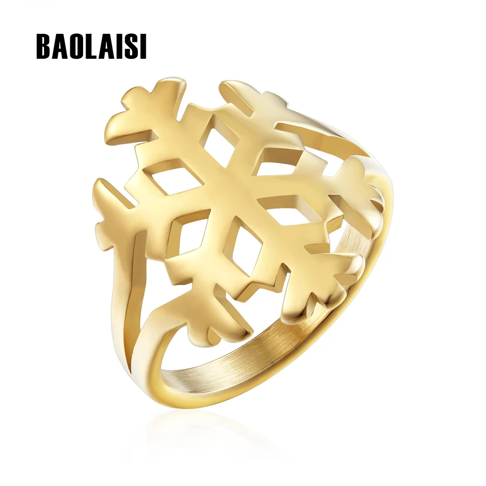 

BAOLAISI 2017 New Snowflake Style Stainless Steel Rings Fashion Trendy Ring Jewelry For Women Party Rings For Female Girls